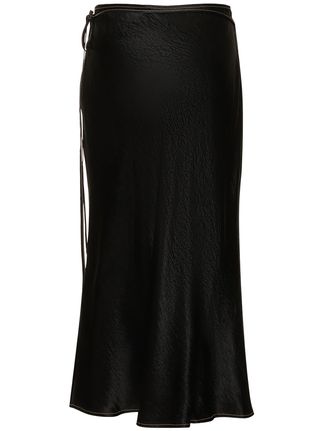 Shop Acne Studios Satin Wraparound Midi Skirt In Black