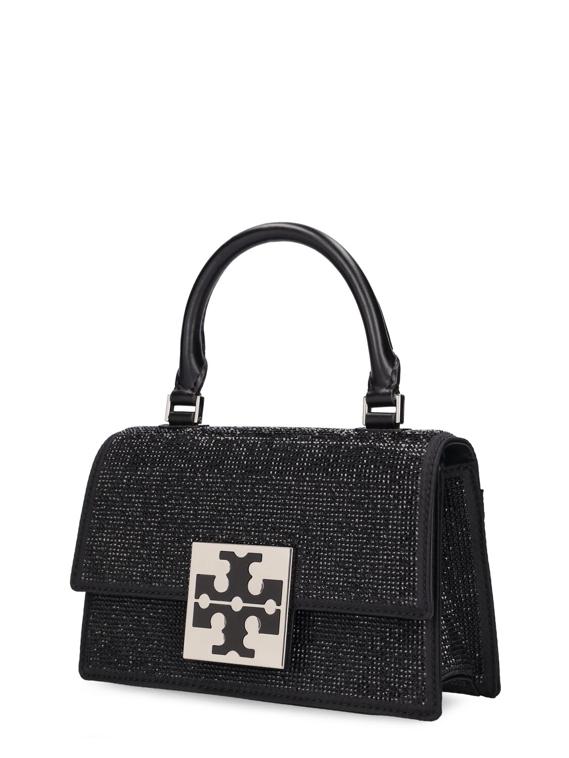 Shop Tory Burch Mini Bon Bon Embellished Top Handle Bag In Black