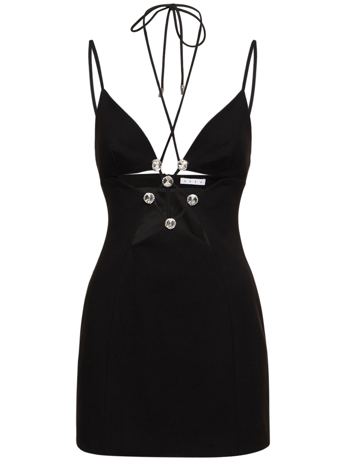 Shop Area Embellished Star Cutout Mini Dress In Black