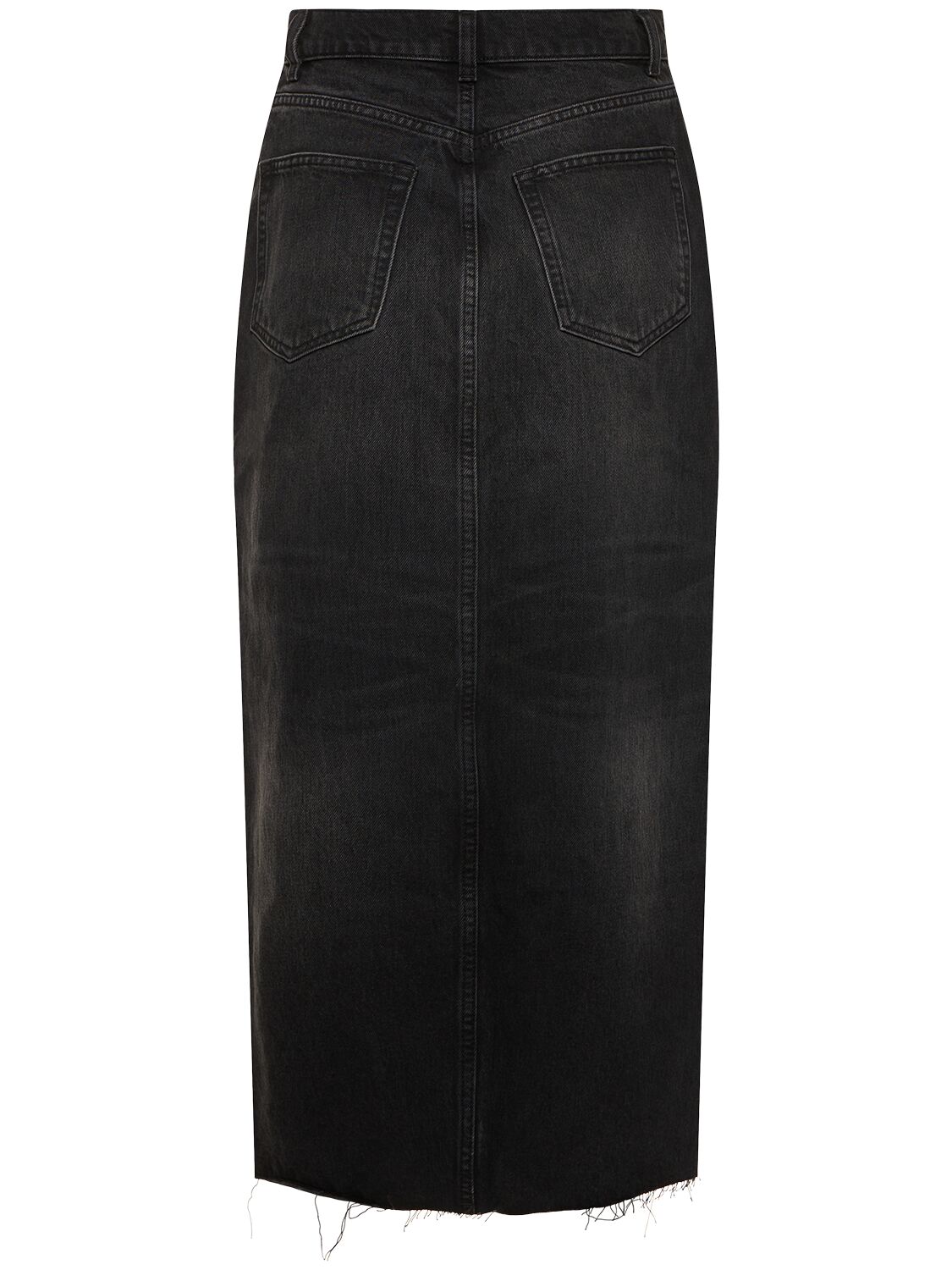 Shop Reformation Nila Denim Long Skirt In Black