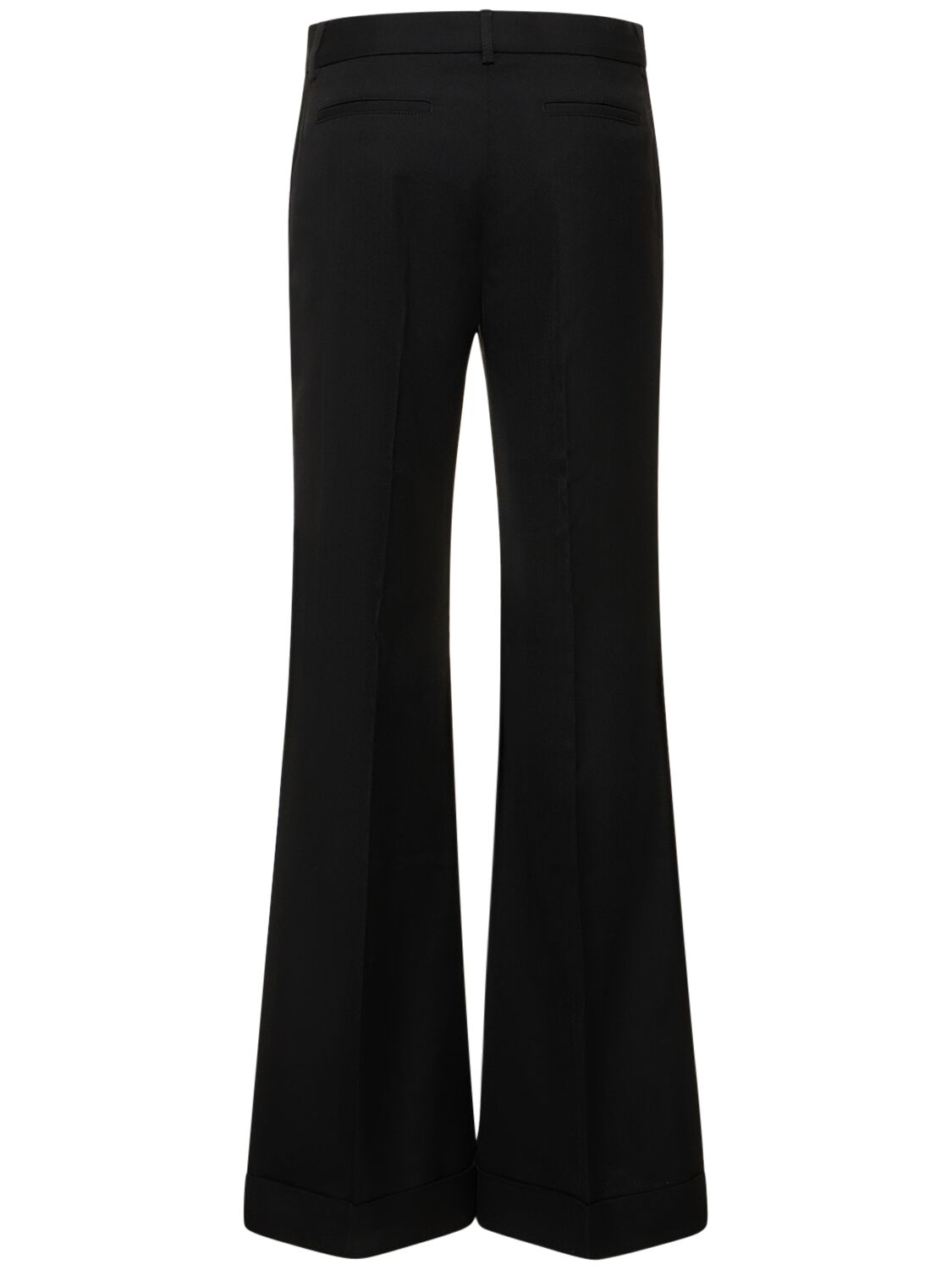 Shop Acne Studios Tailored Wool Blend Crepe Flared Pants In Black