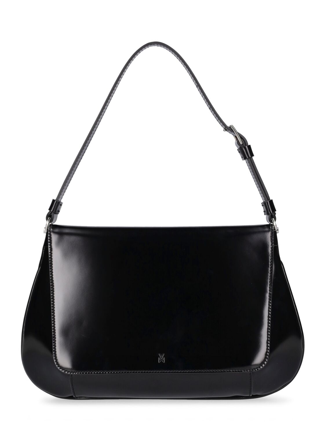 Shop Amina Muaddi Ami Spazzolato Leather Shoulder Bag In Black