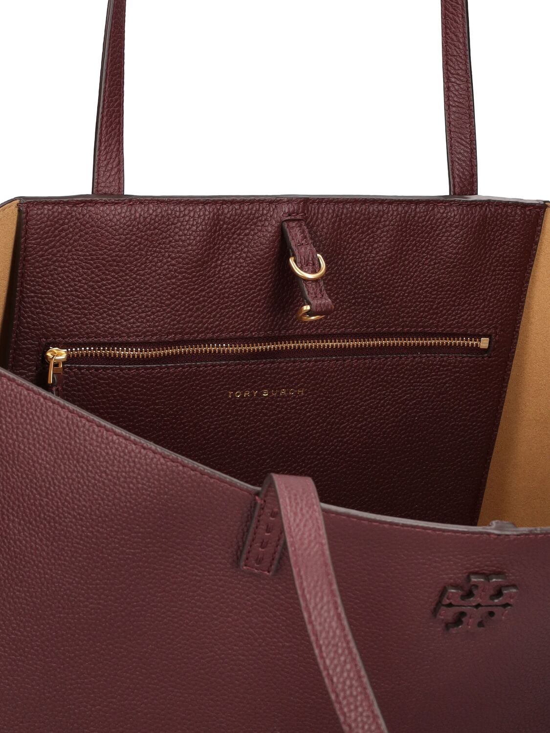 Shop Tory Burch Mcgraw Leather Tote Bag In Bordeaux