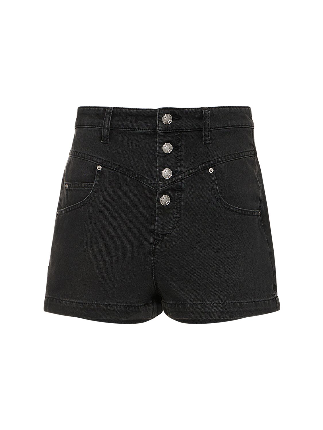 Shop Marant Etoile Jovany High Waist Cotton Shorts In Washed Black