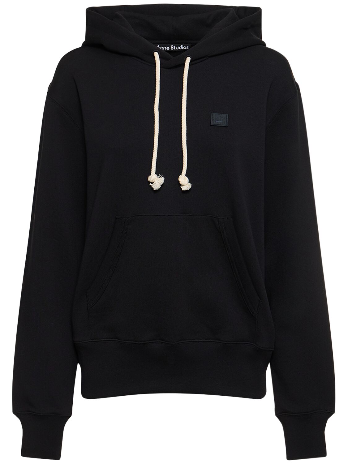 Acne Studios Cotton Jersey Hooded Sweatshirt In Black