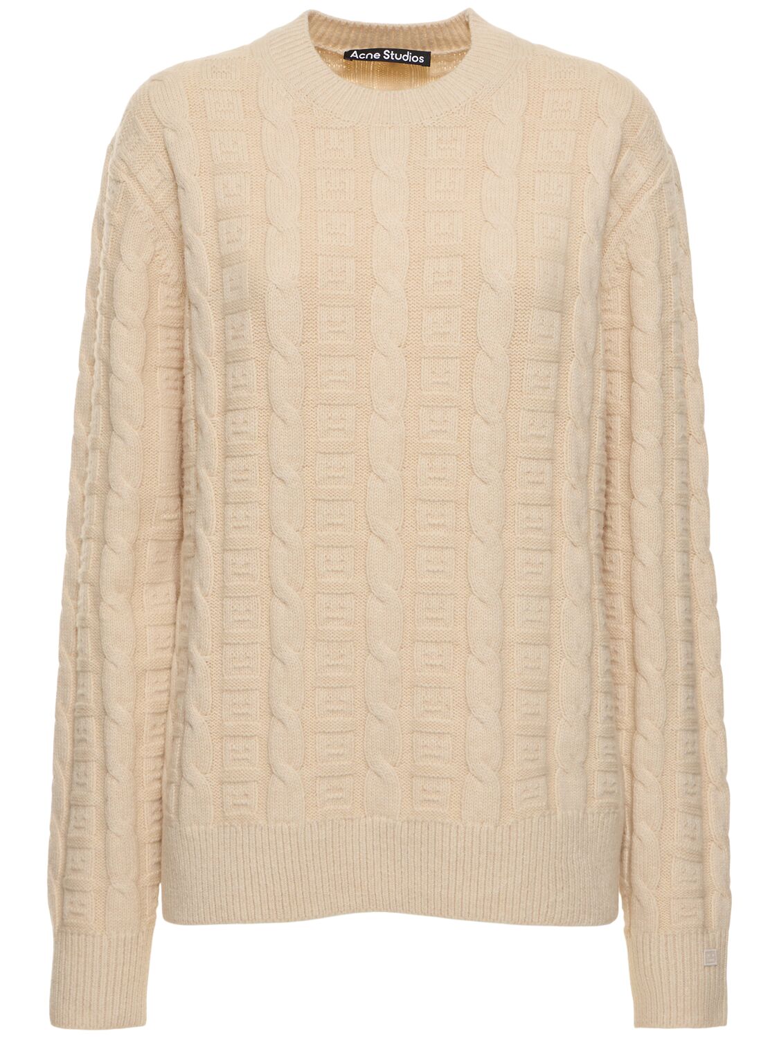 Acne Studios Wool Blend Cable Knit Sweater In Beige