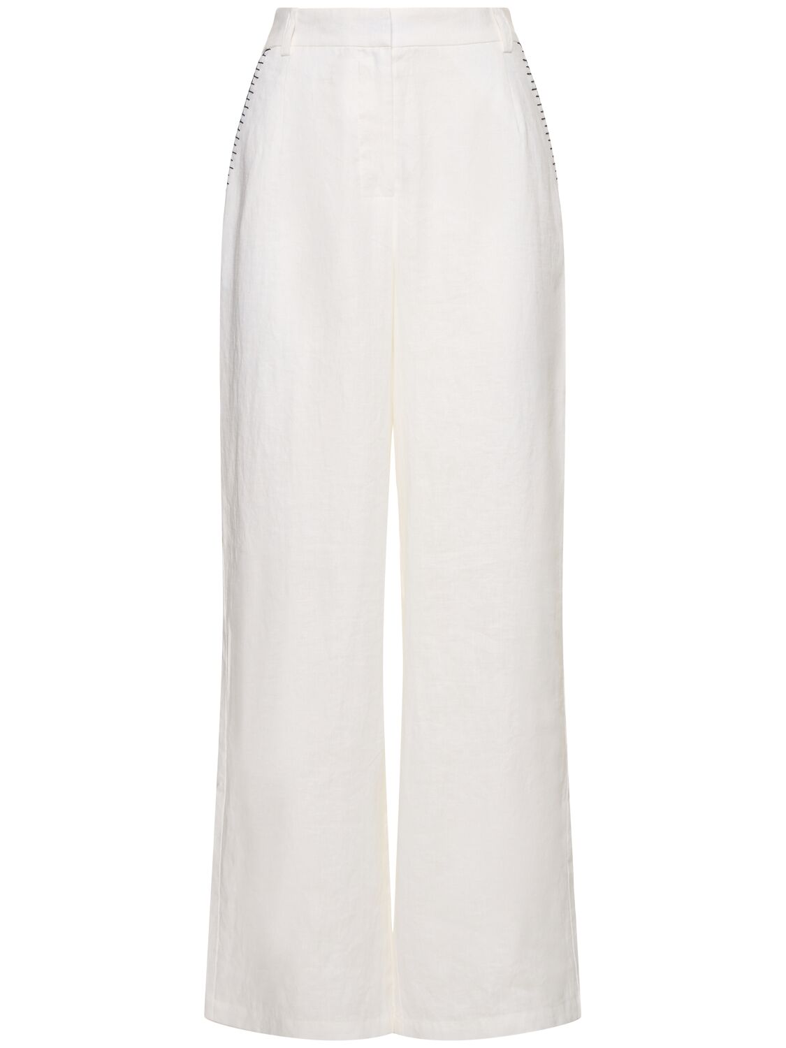 Marysia Wegner Linen Straight Trousers In White