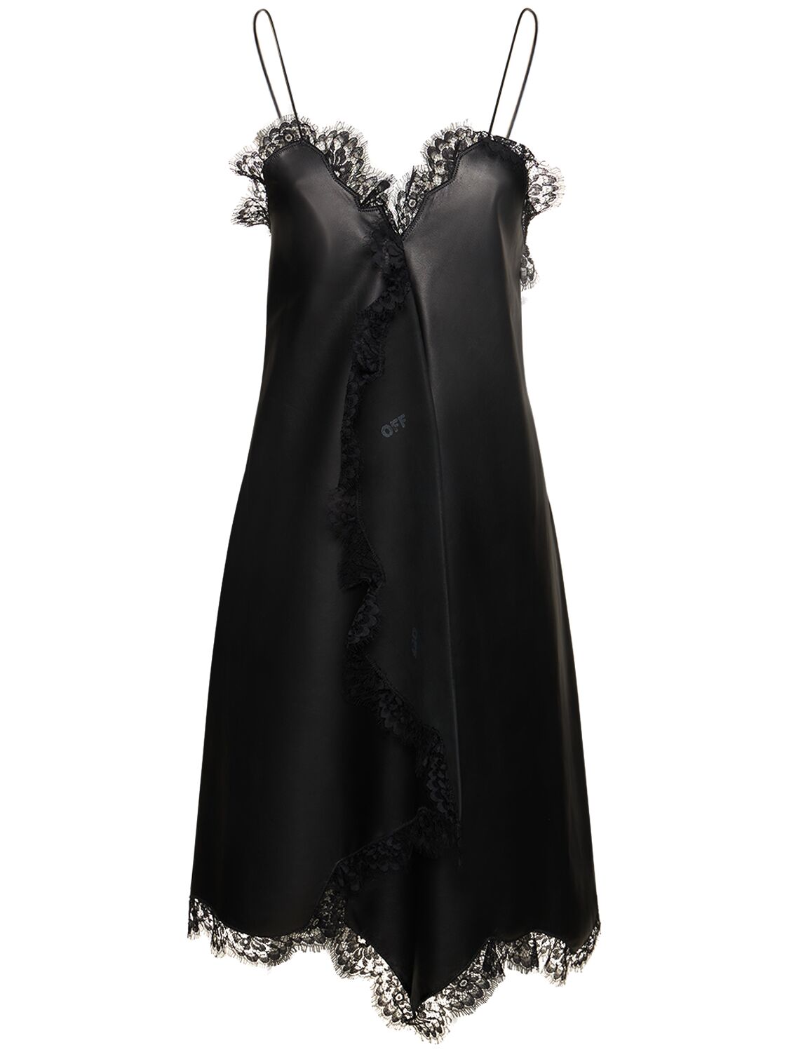 Off-white Lace Nappa Leather Dress In Black