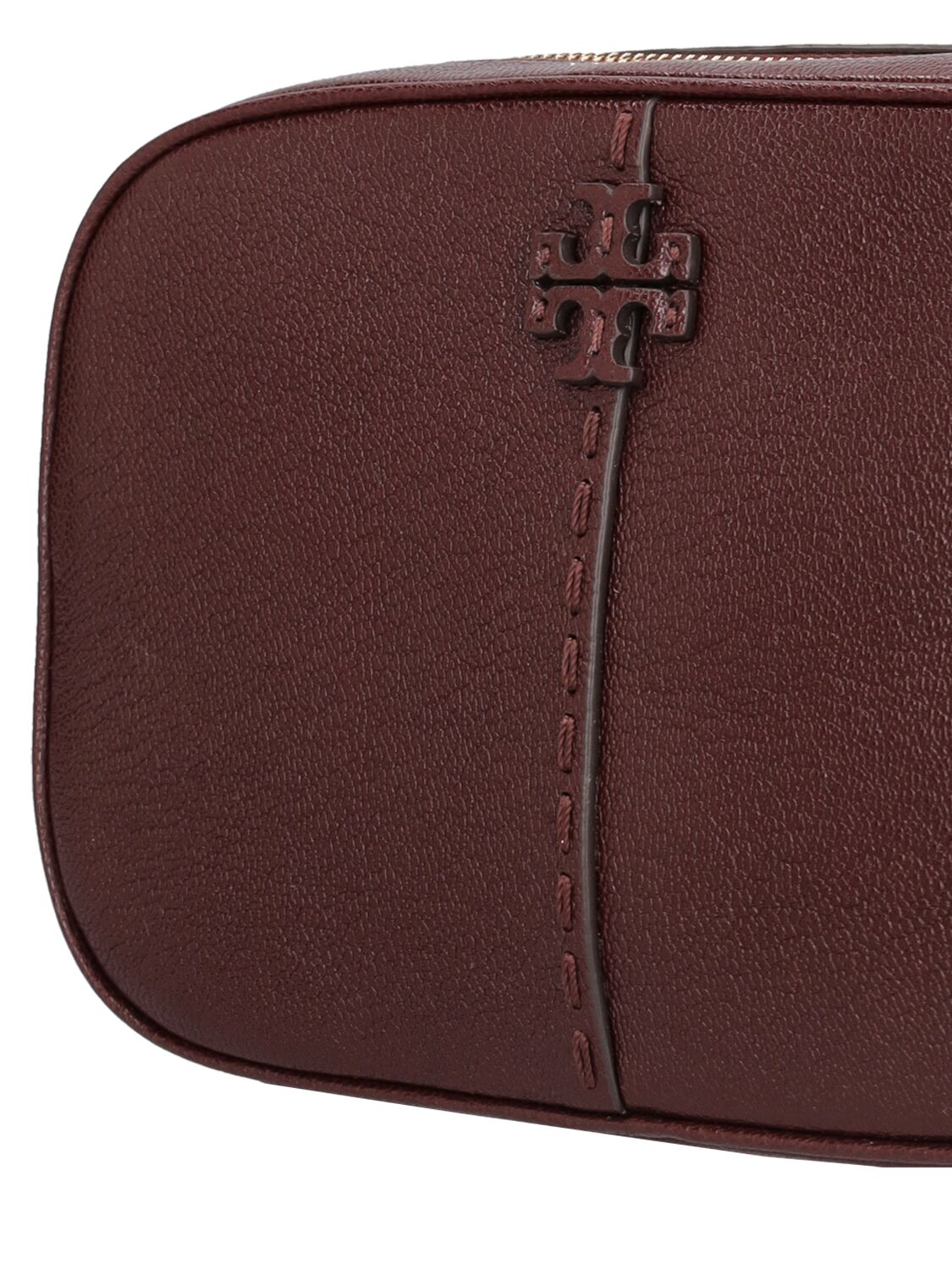 Shop Tory Burch Mcgraw Leather Camera Bag In Bordeaux