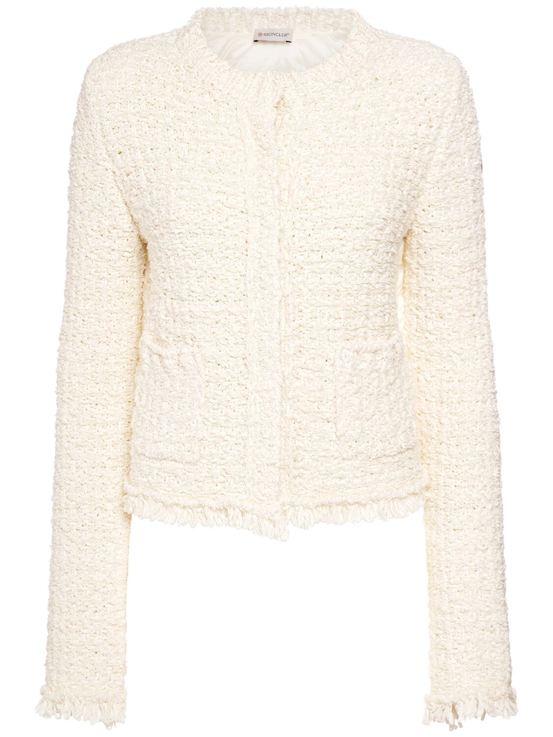 Moncler Padded Cotton Blend Down Cardigan In White