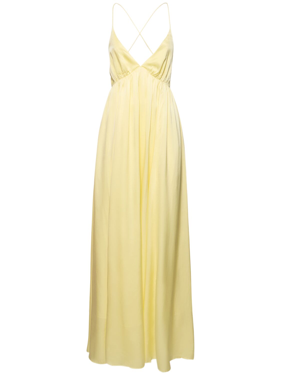 Zimmermann Long Silk Slip Dress In Lemon