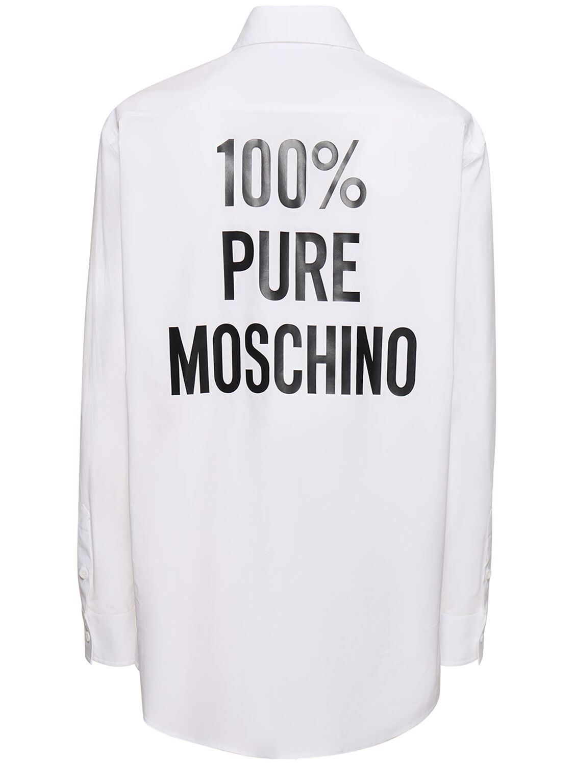 Shop Moschino Stretch Cotton Poplin Back Logo Shirt In White