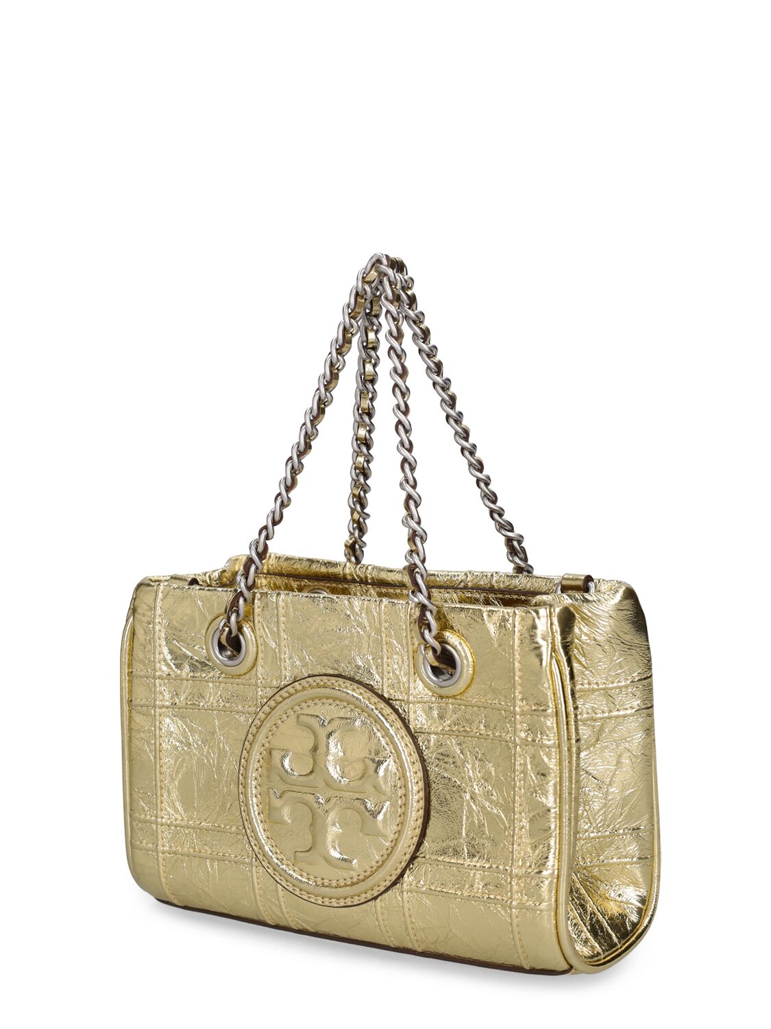 TORY BURCH MINI FLEMING SOFT METALLIC LEATHER BAG 