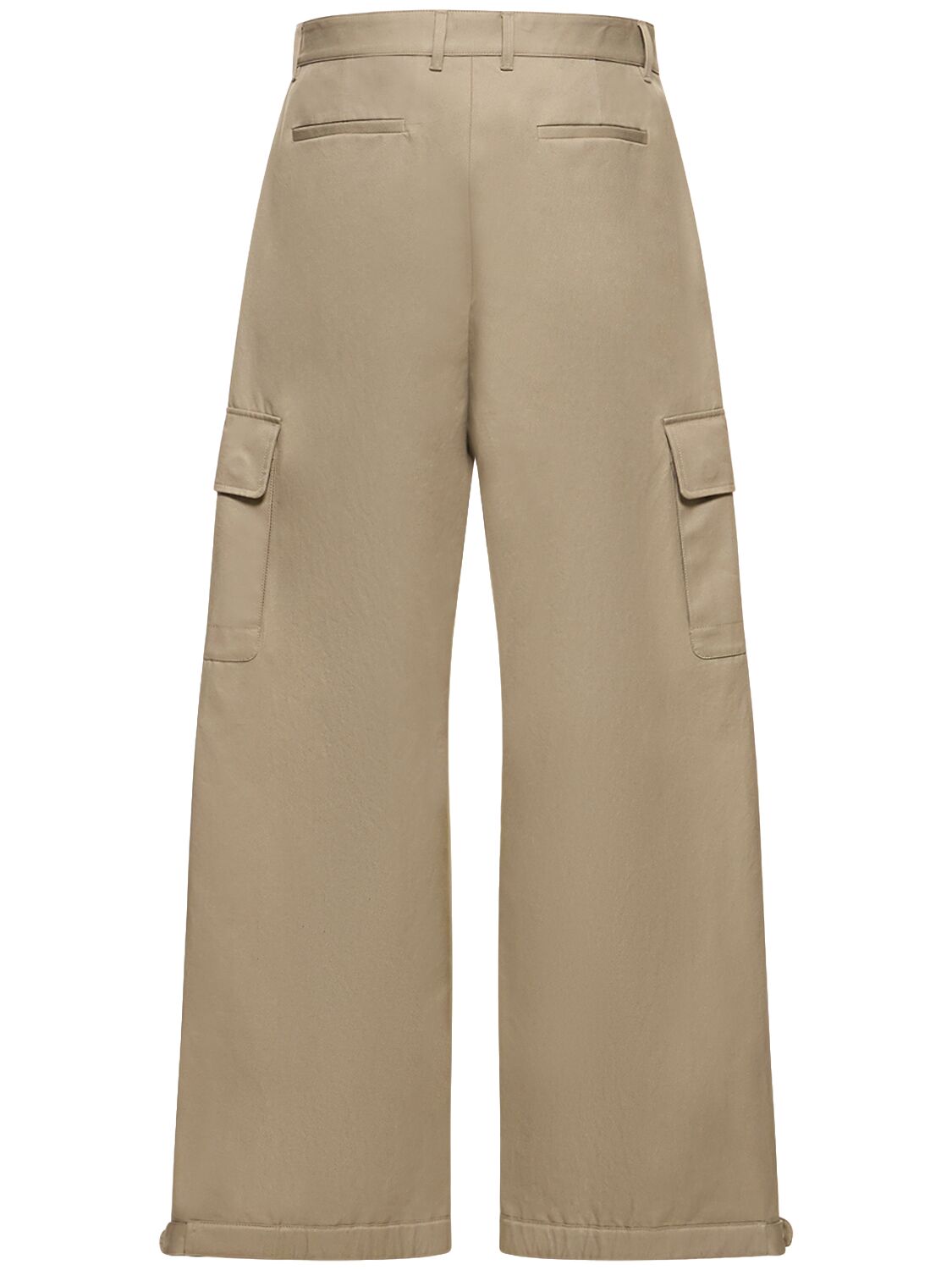 Shop Off-white Ow Embroidered Cotton Cargo Pants In Beige