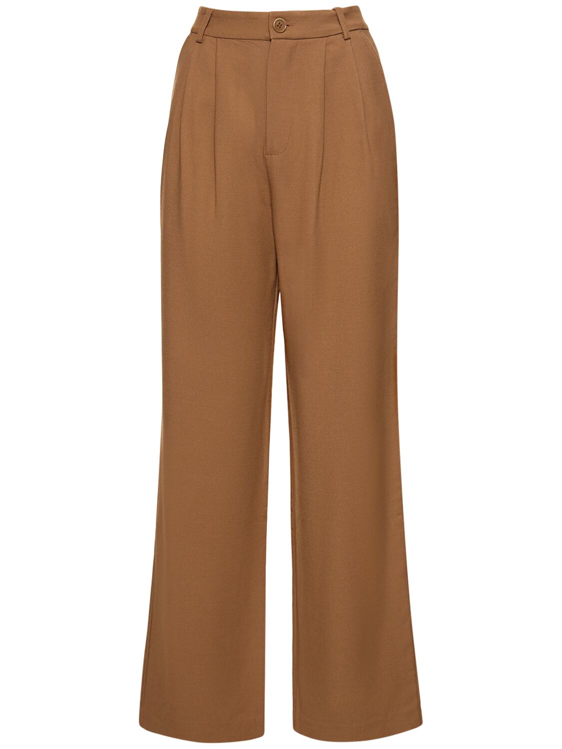 Anine Bing Carrie Viscose Blend Twill Pants In Brown