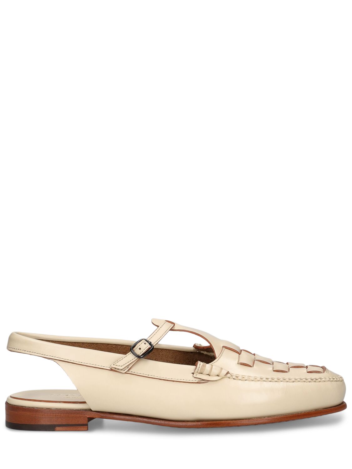 15mm Roqueta Leather Slingback Flats