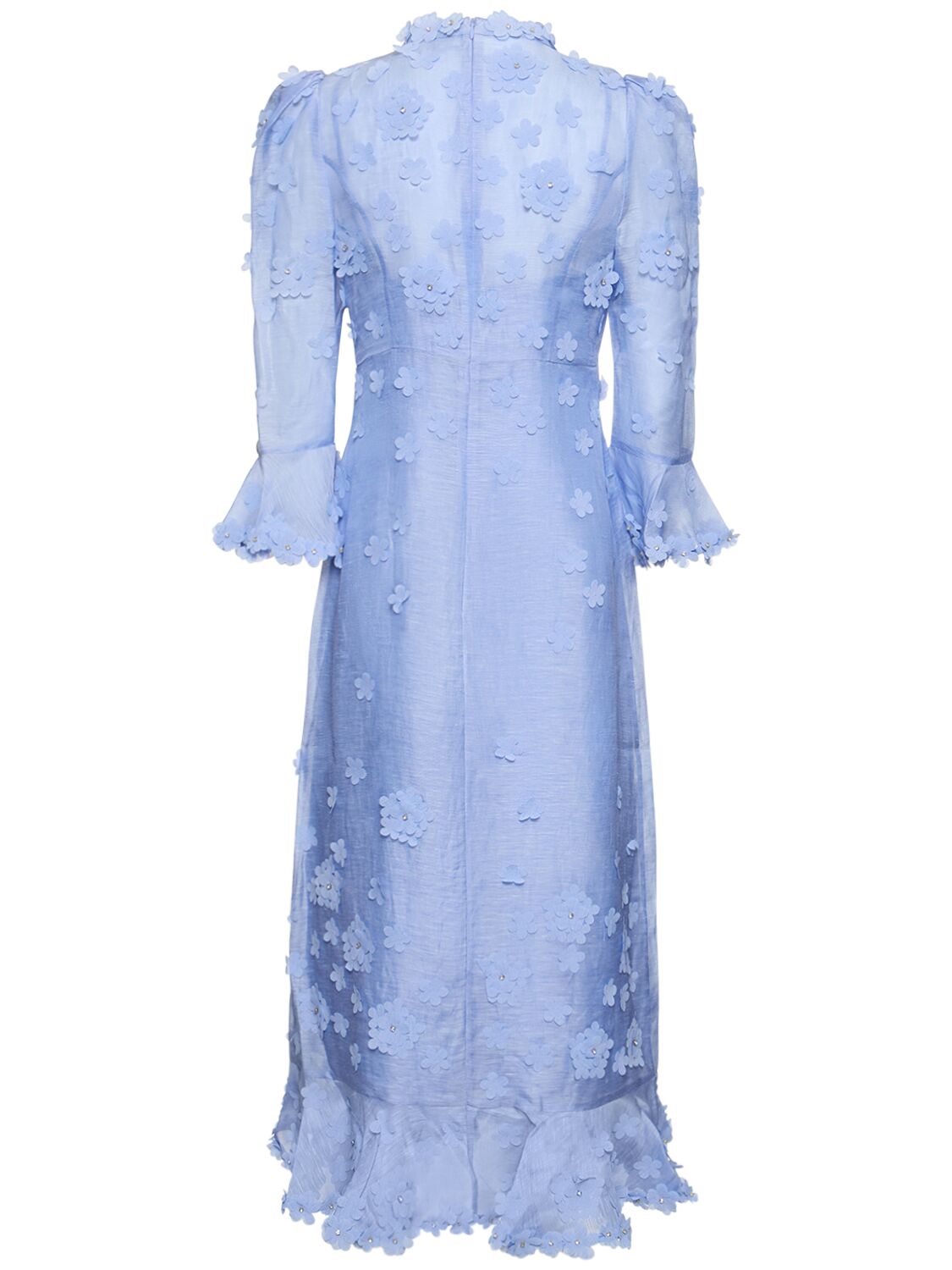 Shop Zimmermann Matchmaker Lift Off Silk & Linen Dress In Blue