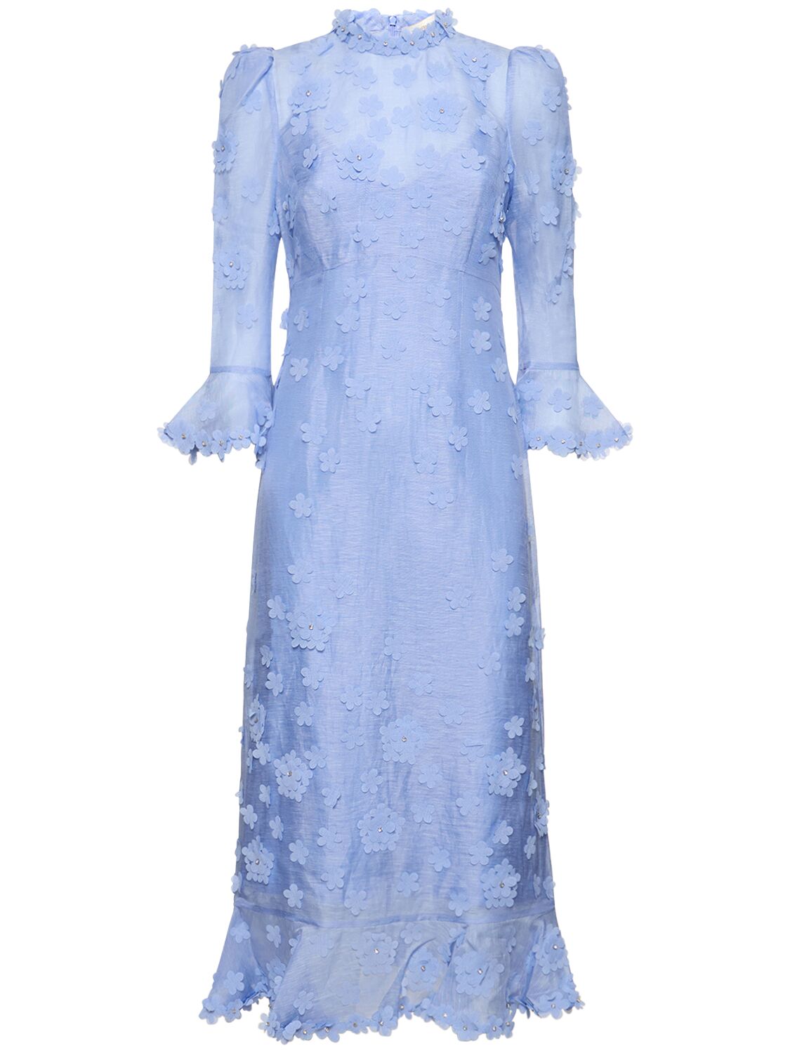 Shop Zimmermann Matchmaker Lift Off Silk & Linen Dress In Blue