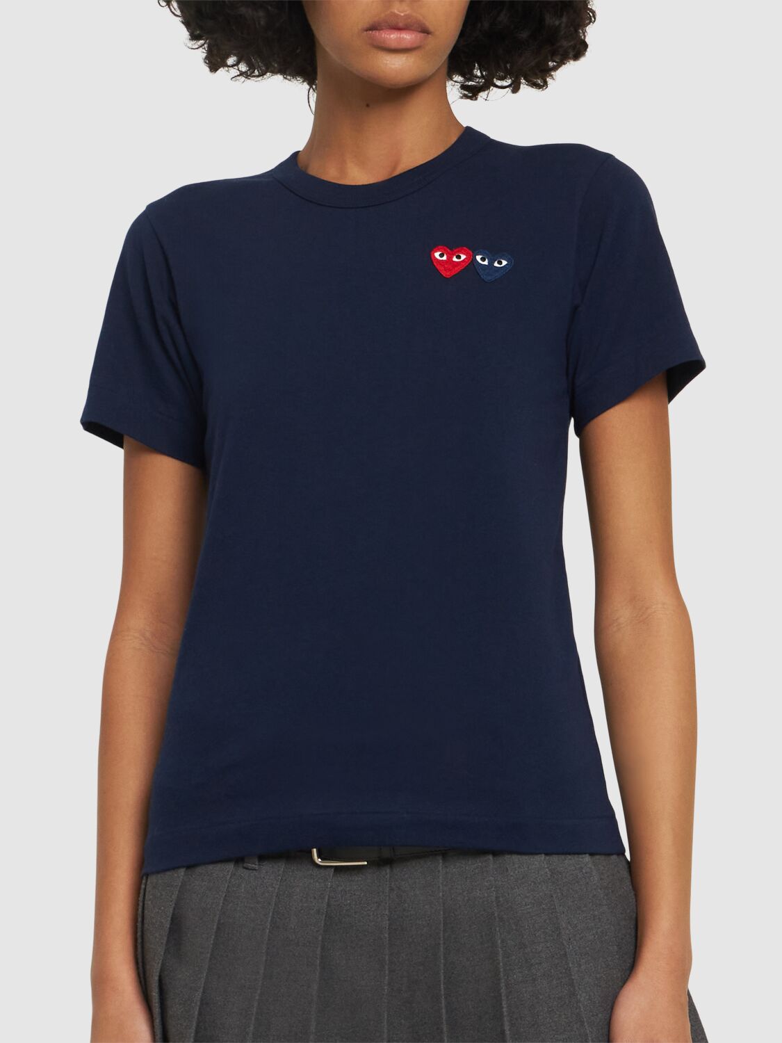 Embroidered Hearts Cotton T-shirt