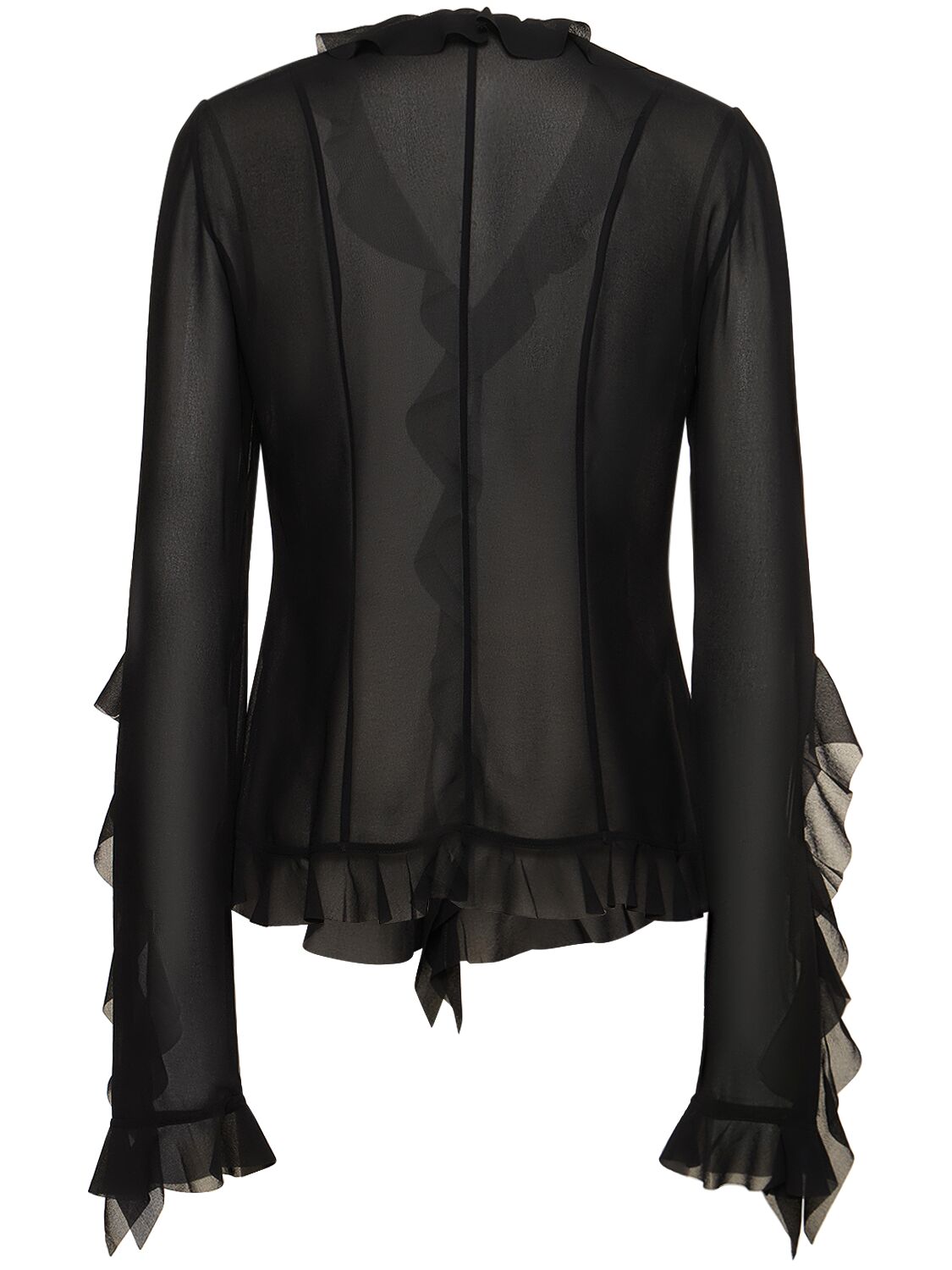 Shop Acne Studios Ruffled Chiffon Shirt In Black