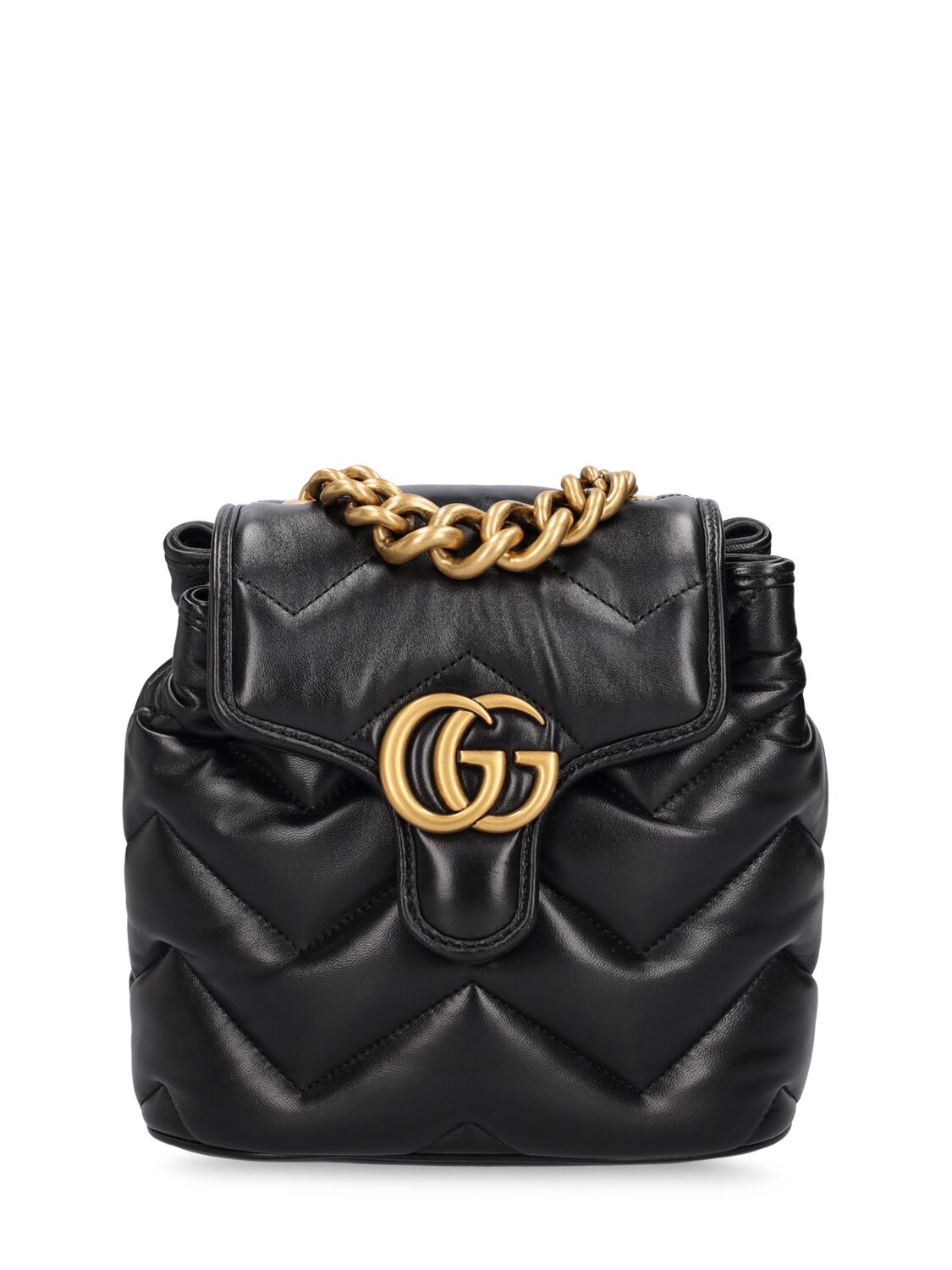 Gucci Gg Marmont皮革双肩包 In Black