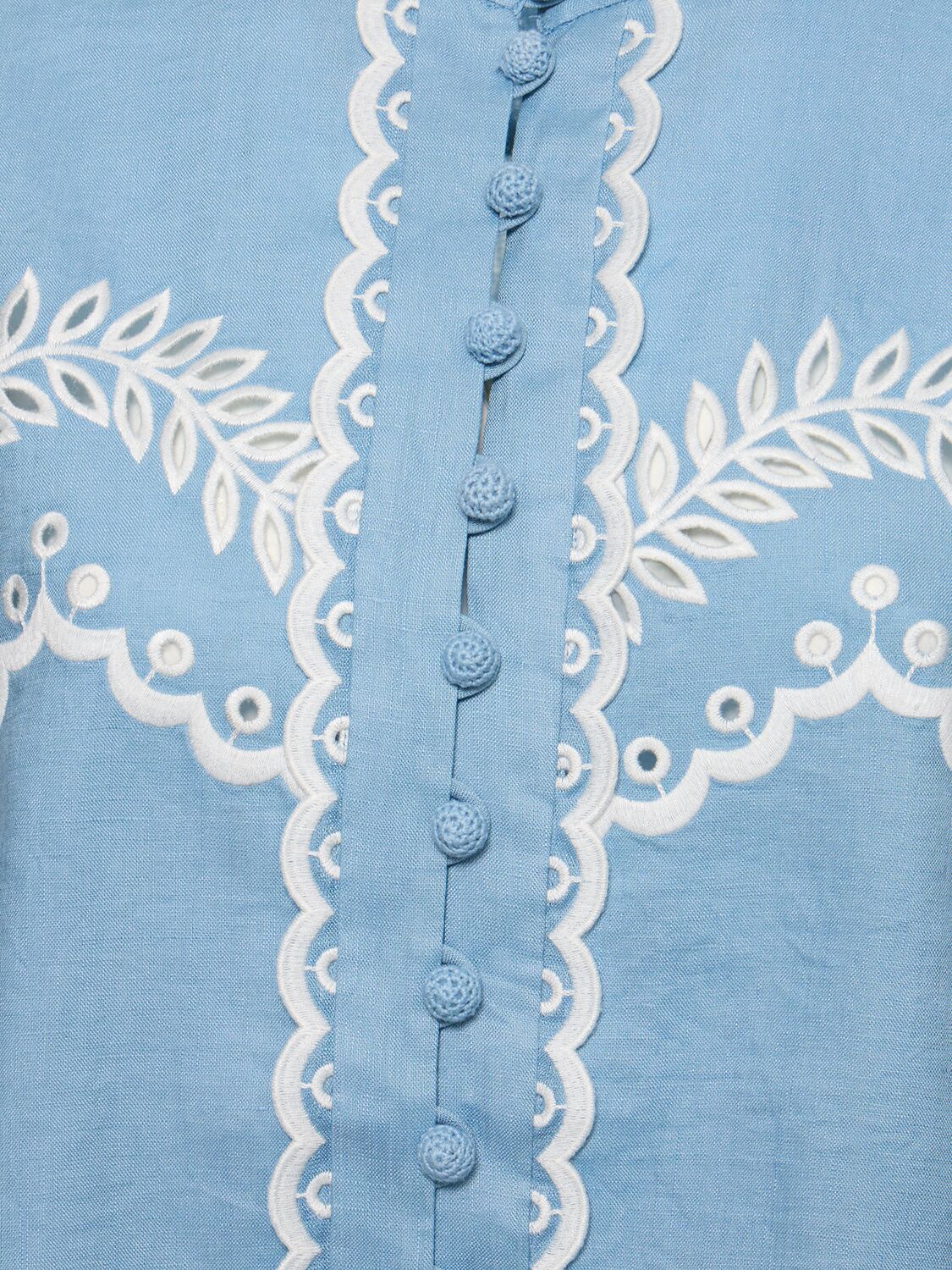 Shop Zimmermann Junie Embroidered Cotton Shirt In Blue