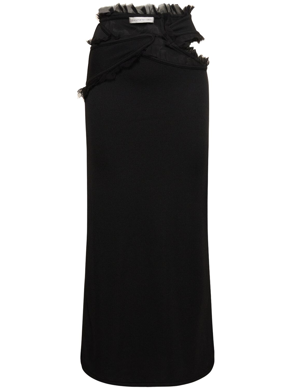 Christopher Esber Carina Cutout Long Skirt W/tulle Details In Black