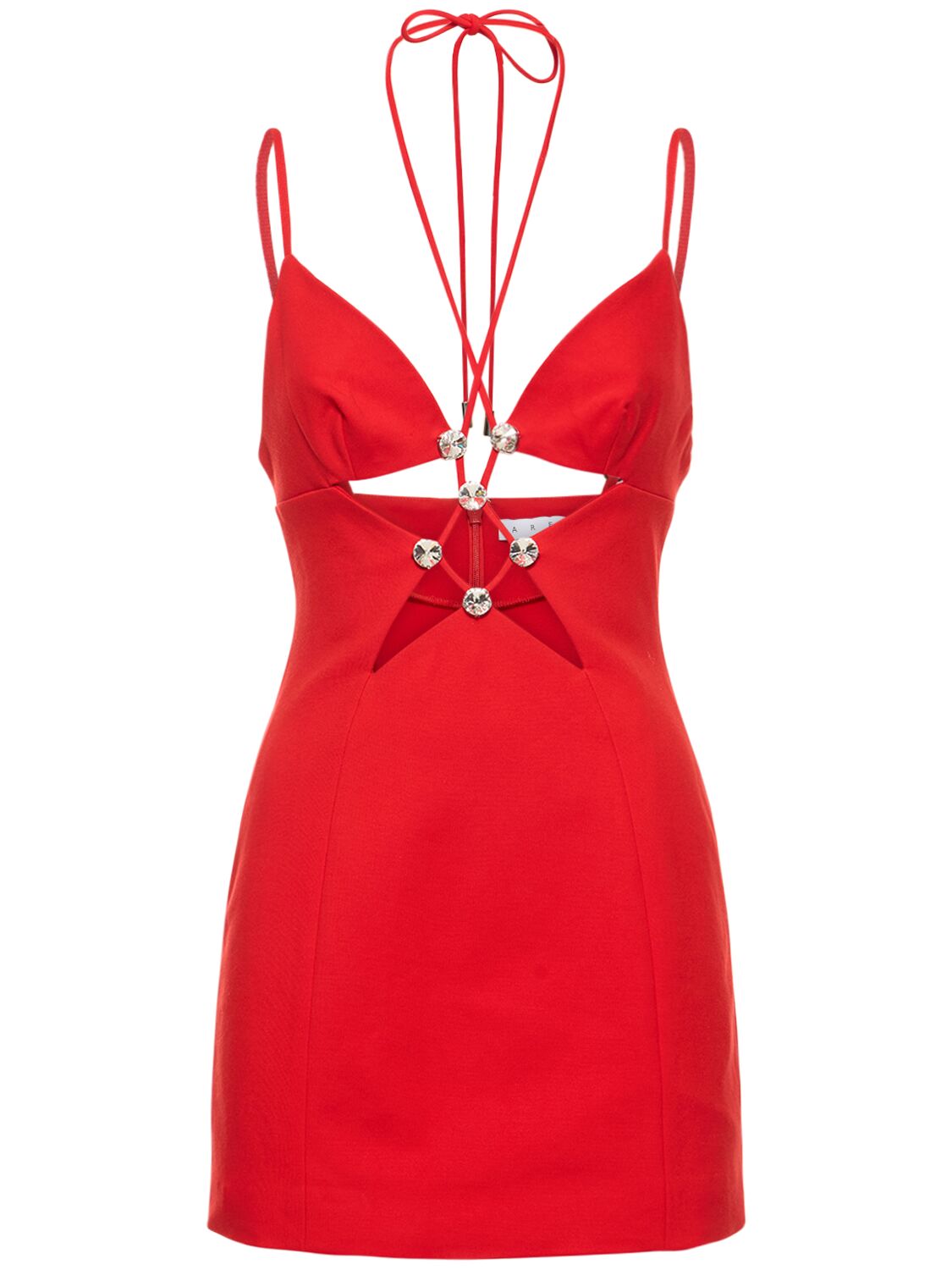 Shop Area Embellished Star Cutout Mini Dress In Red