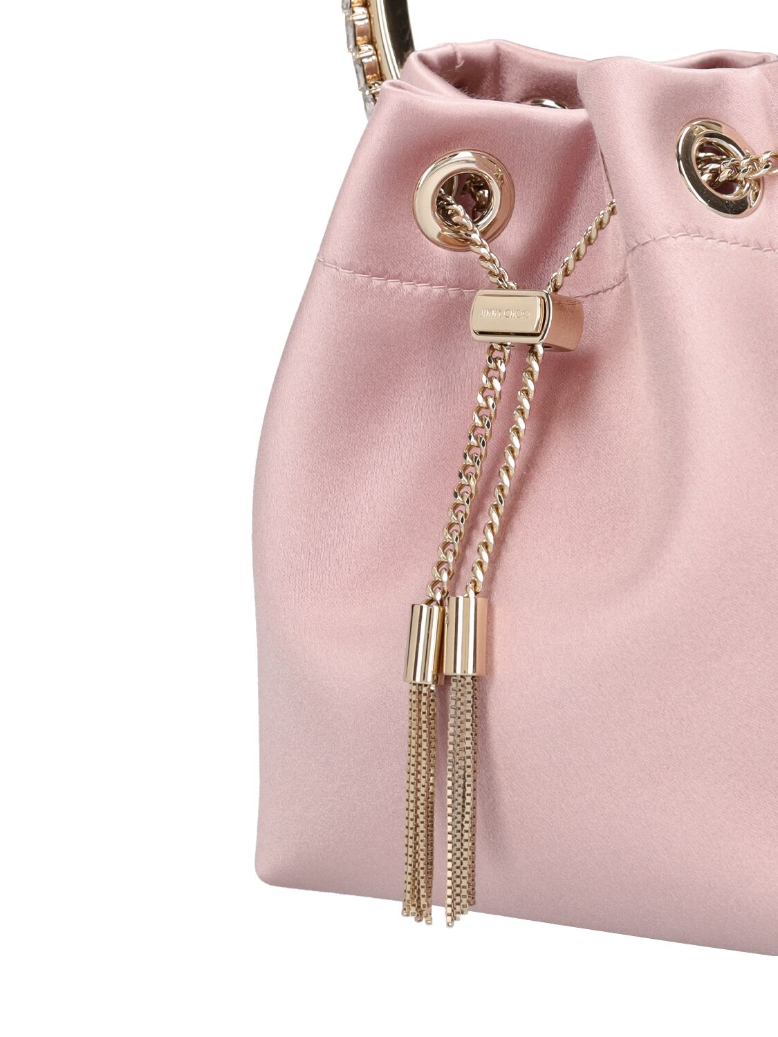 Shop Jimmy Choo Bon Bon Silk & Crystal Top Handle Bag In Rose