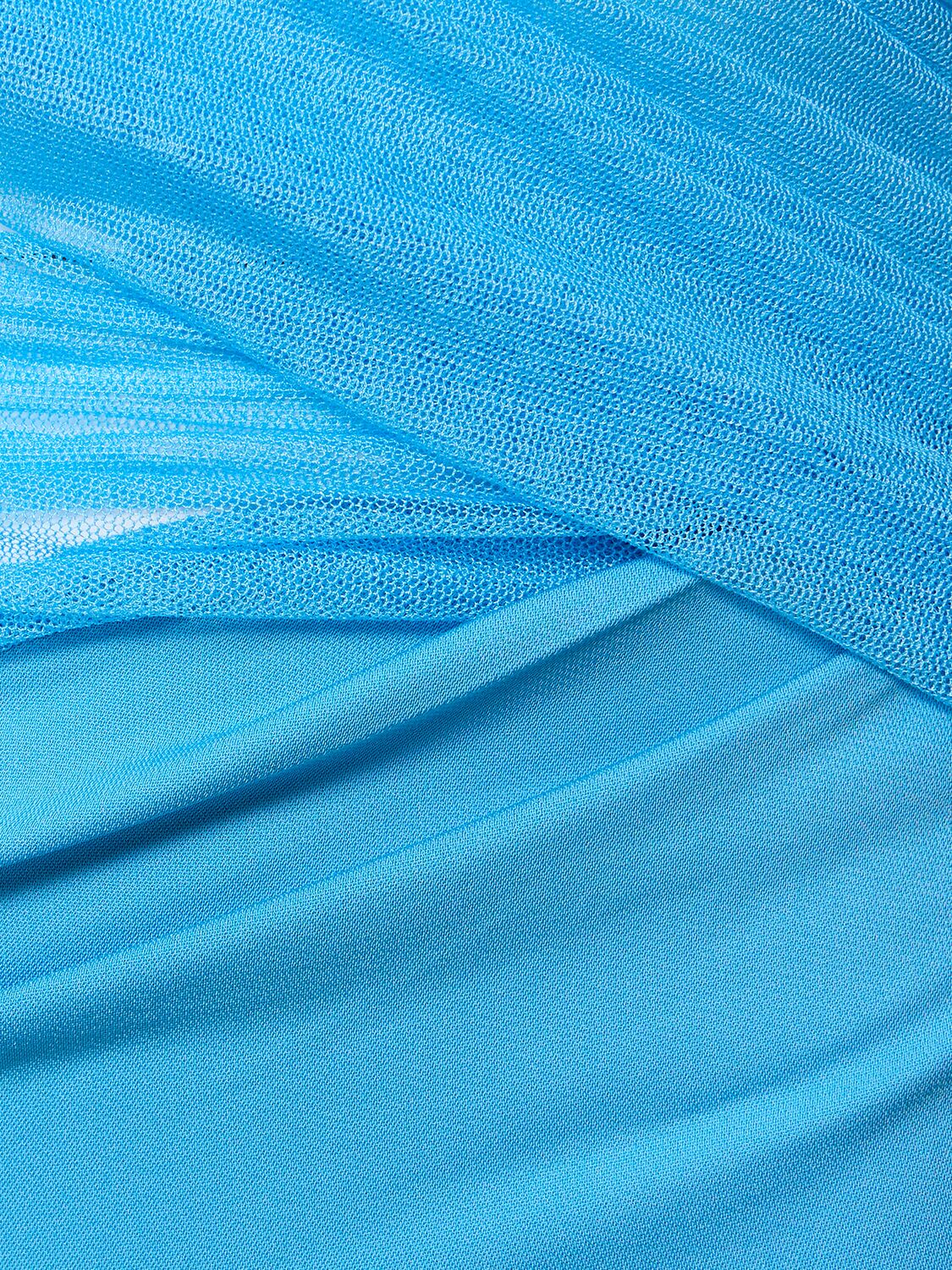 Shop Christopher Esber Magnetica Asymmetric Veiled Midi Dress In Blue