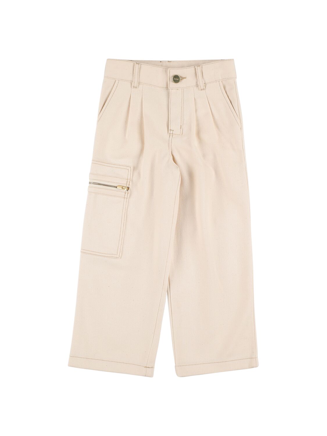 Jacquemus Kids' Cotton Cargo Trousers In Off-white