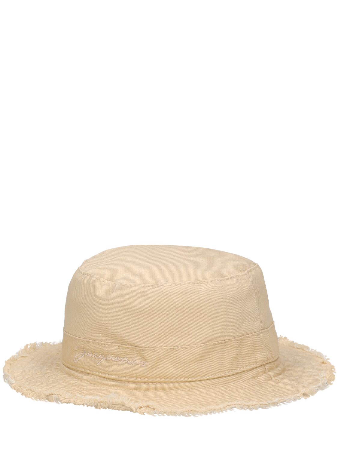 Shop Jacquemus Logo Cotton Bucket Hat In Dark Beige