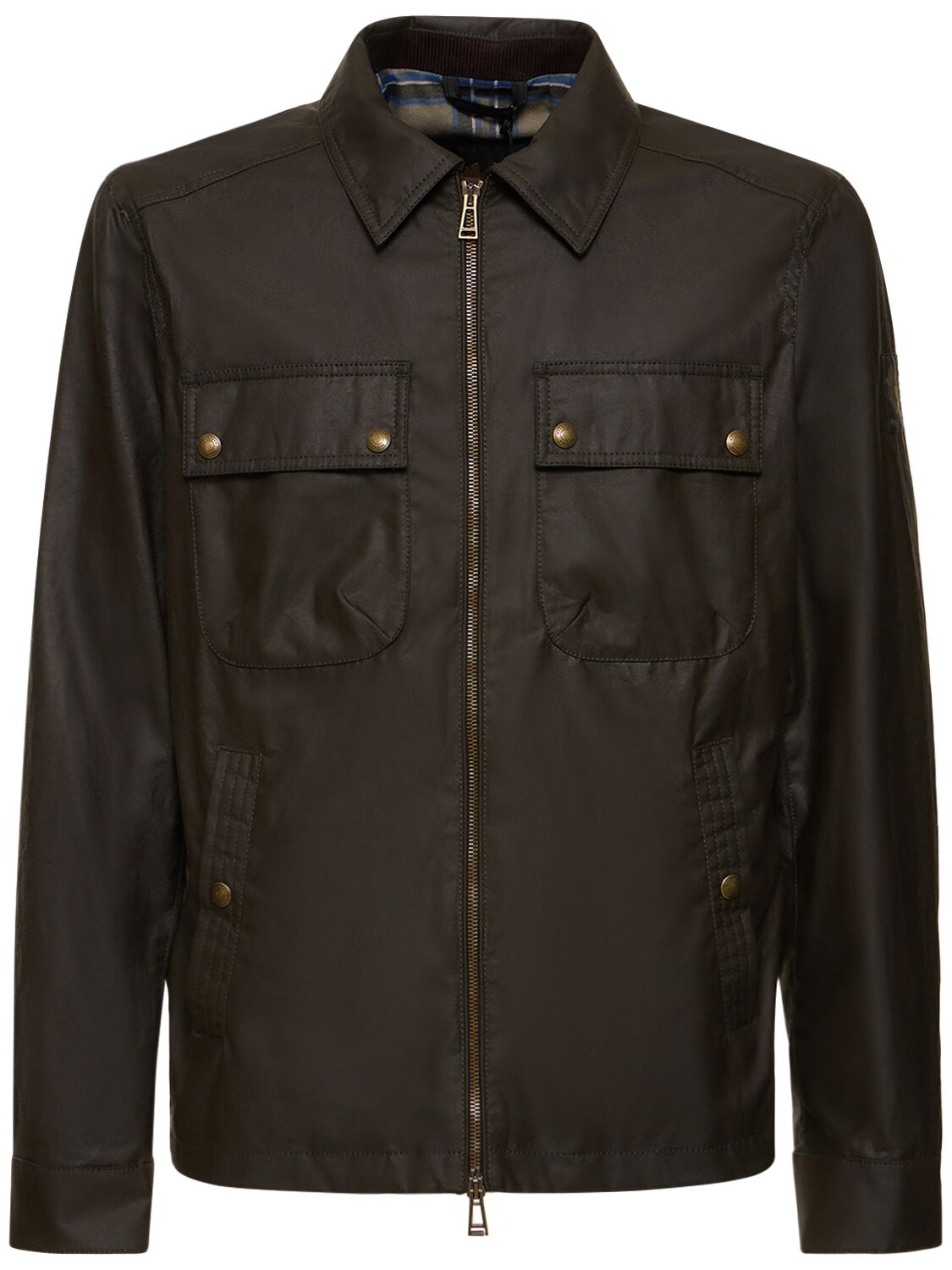 Belstaff Tour Waxed Cotton Overshirt Jacket In Olive Green