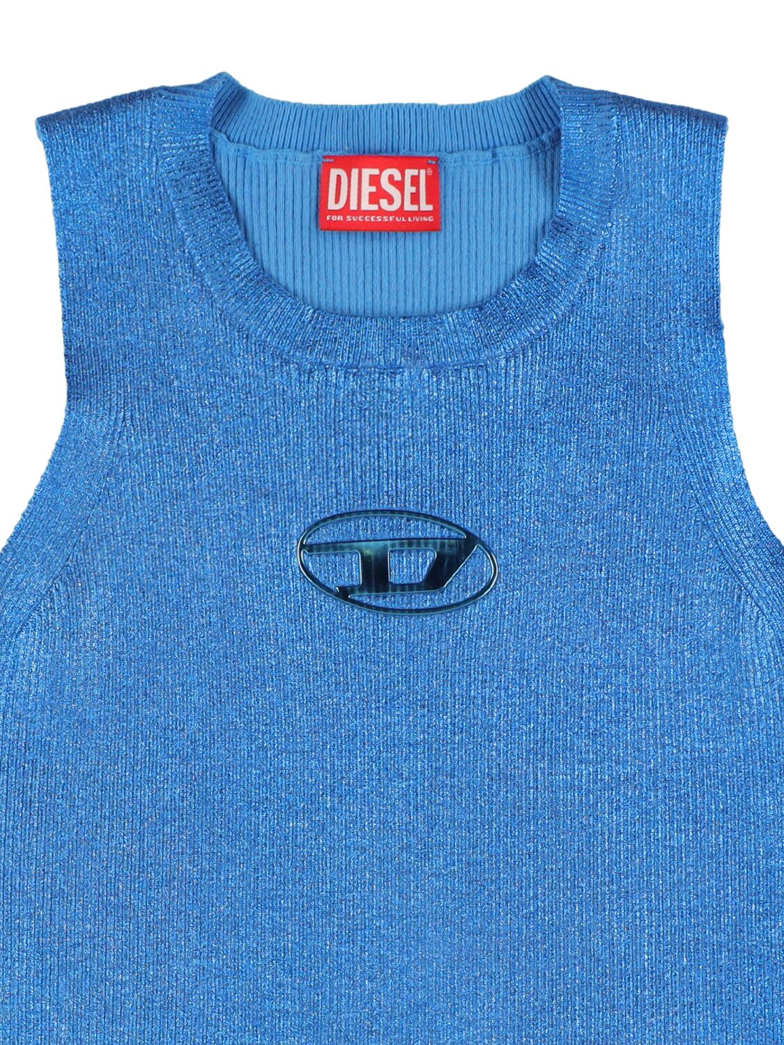 Shop Diesel Rib Cotton Tank Top In Blue