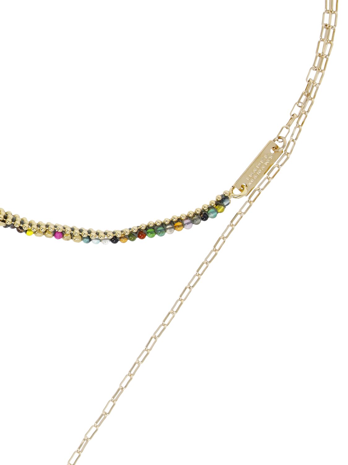 Shop Isabel Marant Be Free Stone Bead Scarf Necklace In Multi,gold