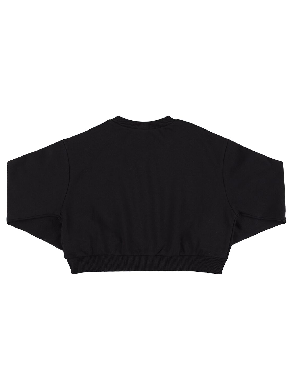 Shop Marni Junior Embellished Logo Cotton Crop Sweatshirt In Black