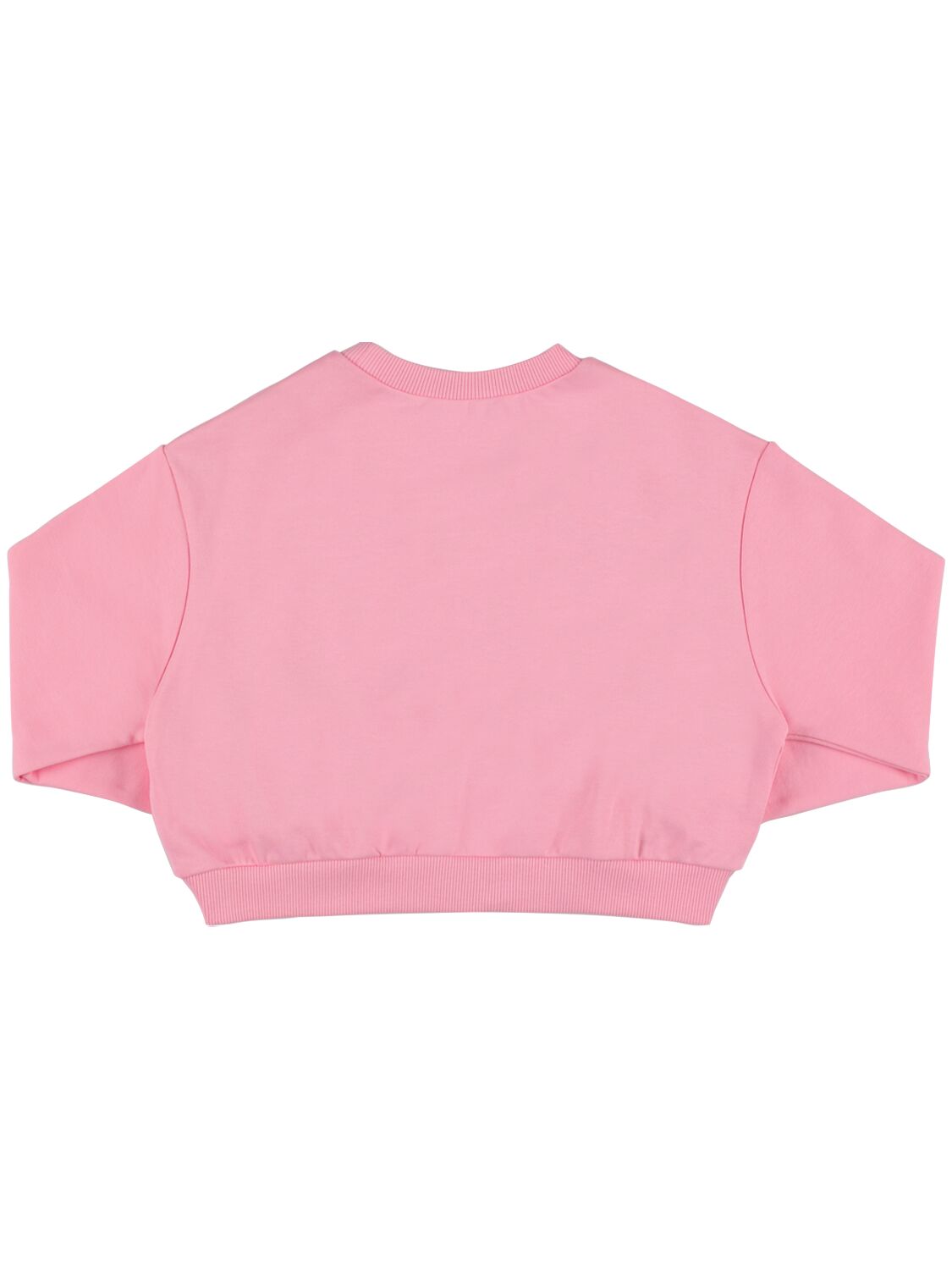 Shop Marni Junior Embellished Logo Cotton Crop Sweatshirt In Pink