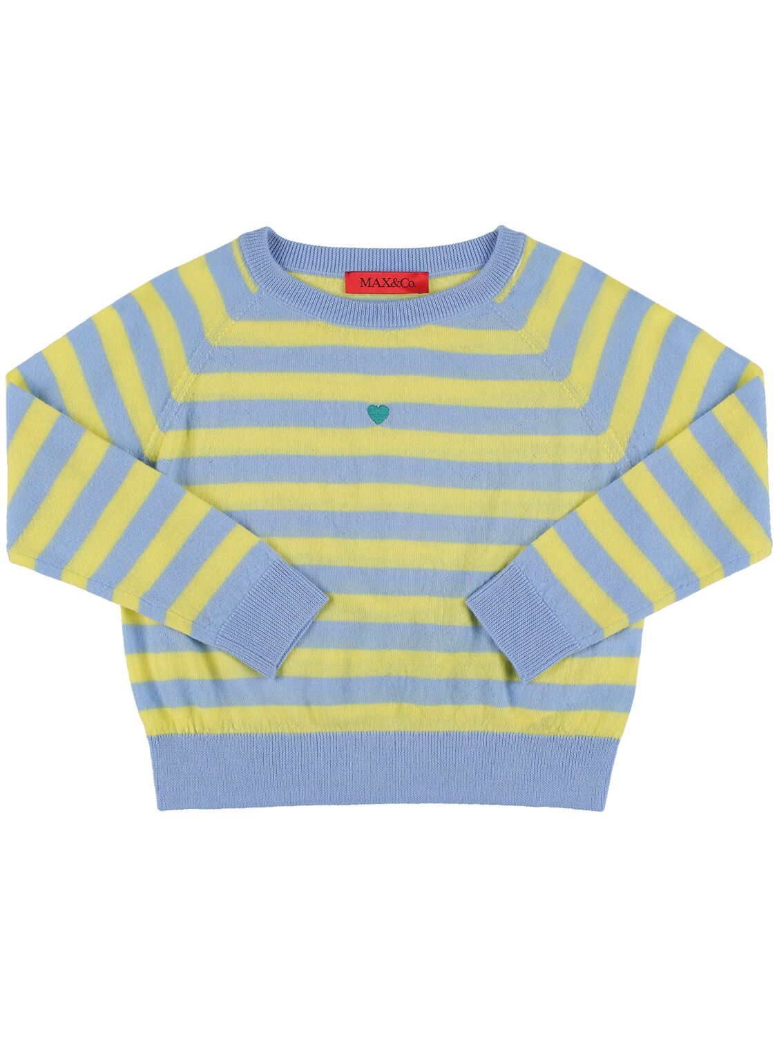 Max & Co Kids' Heart-detail Striped Jumper In Beige,blue