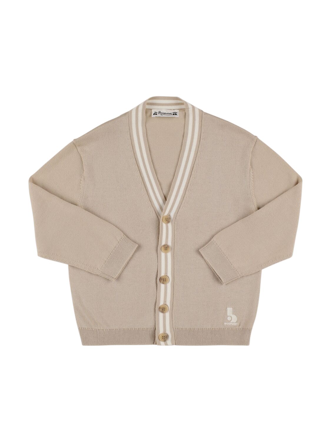 Bonpoint Kids' Cotton Knit Cardigan In 베이지