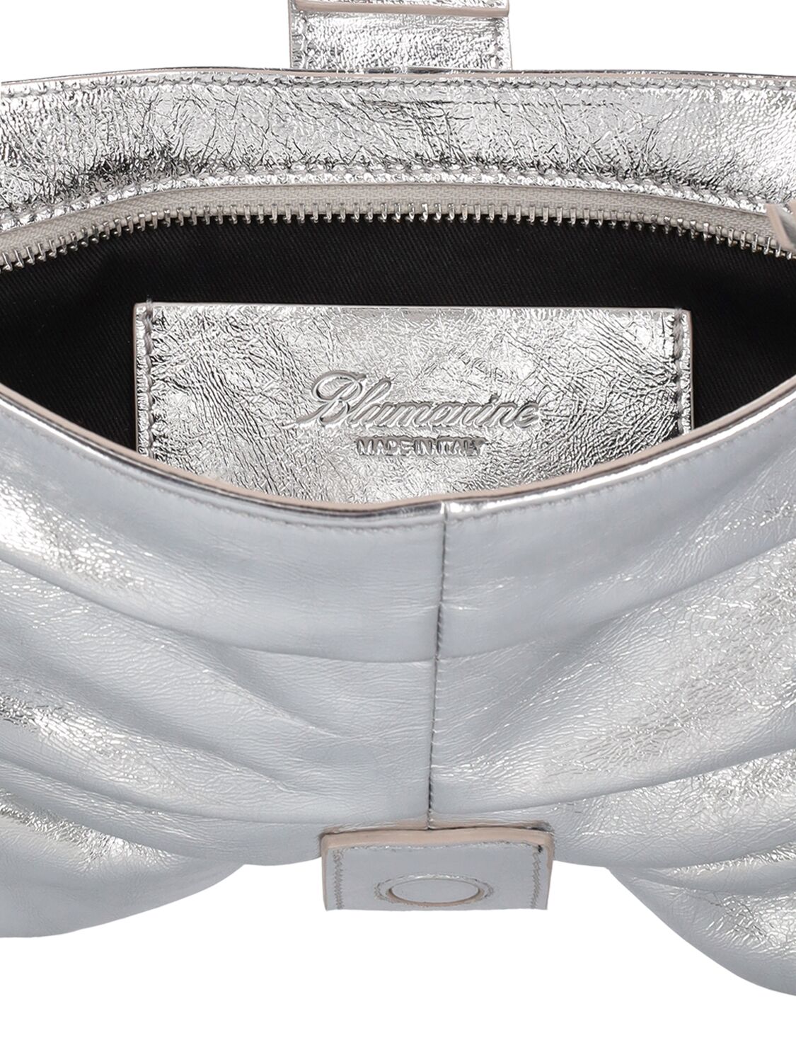 Shop Blumarine Large Butterfly Leather Shoulder Bag In Silver