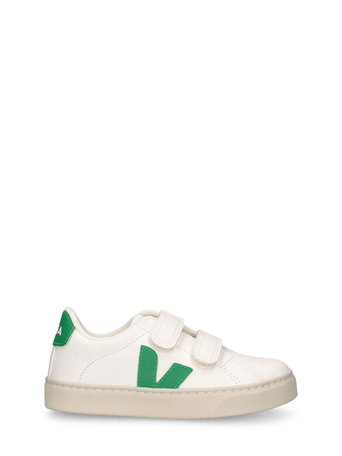 Veja Kids' Esplar Chrome-free Leather Sneakers In White,green
