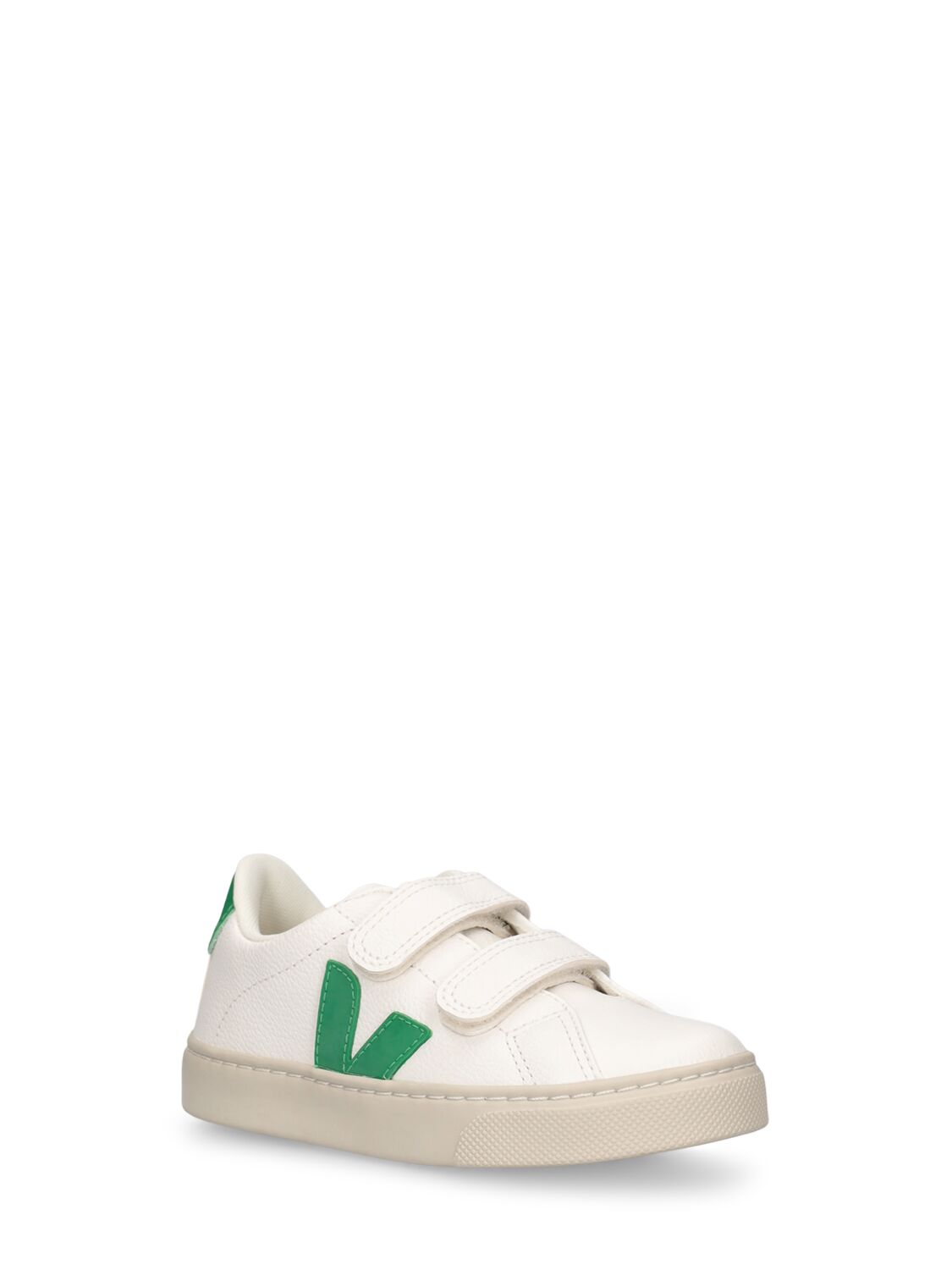 Shop Veja Esplar Chrome-free Leather Sneakers In White,green