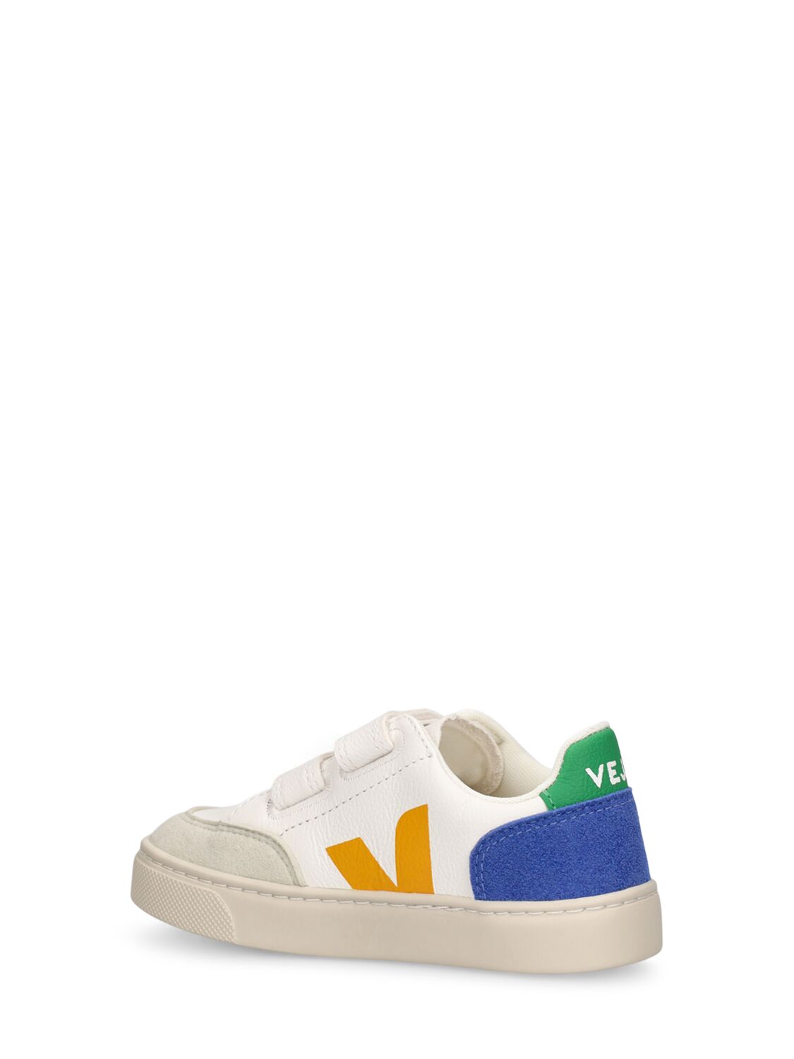 Shop Veja V-12 Chrome-free Leather Sneakers In White,multi