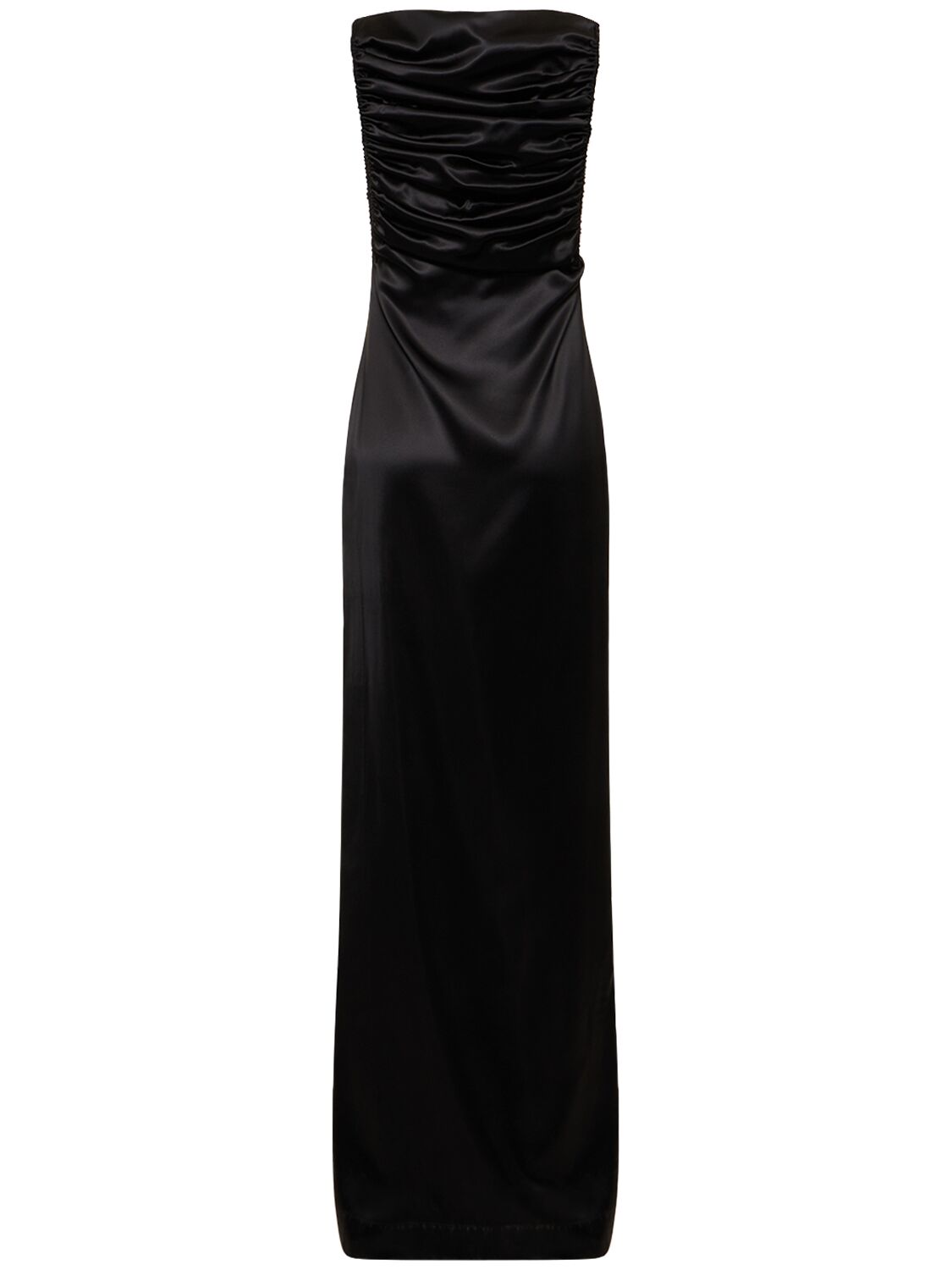 Shop Christopher Esber Palladium Side Slit Satin Maxi Dress In Black