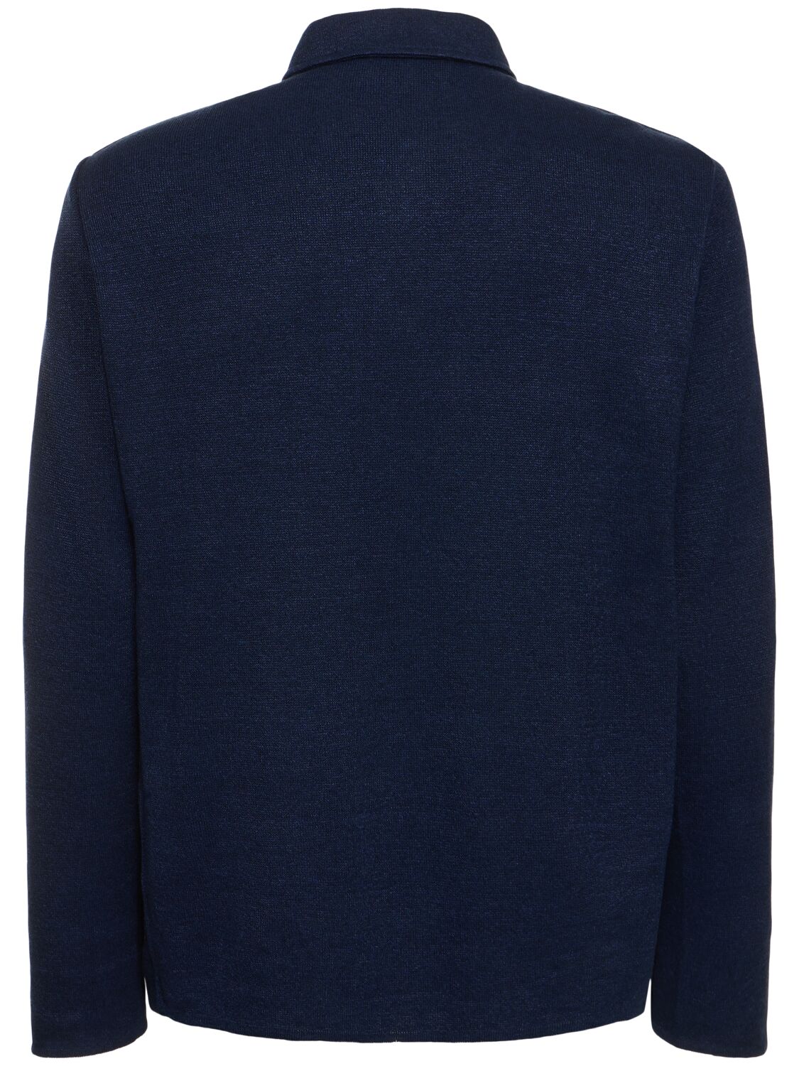 Shop Lardini Linen & Cotton Knit Overshirt In Navy