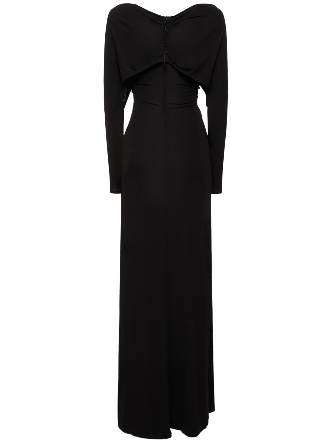 Shop Christopher Esber Arced Dolman Viscose U Neck Long Dress In Black