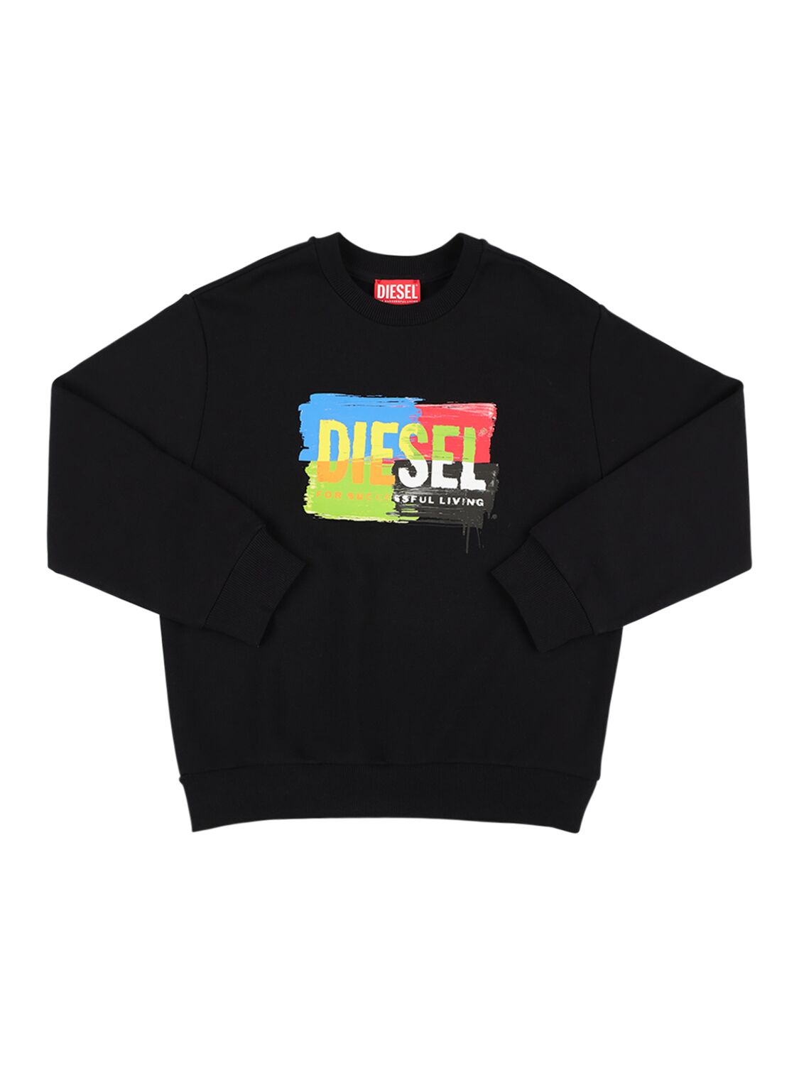 Diesel Kids' Logo Print Cotton Sweatshirt In Black