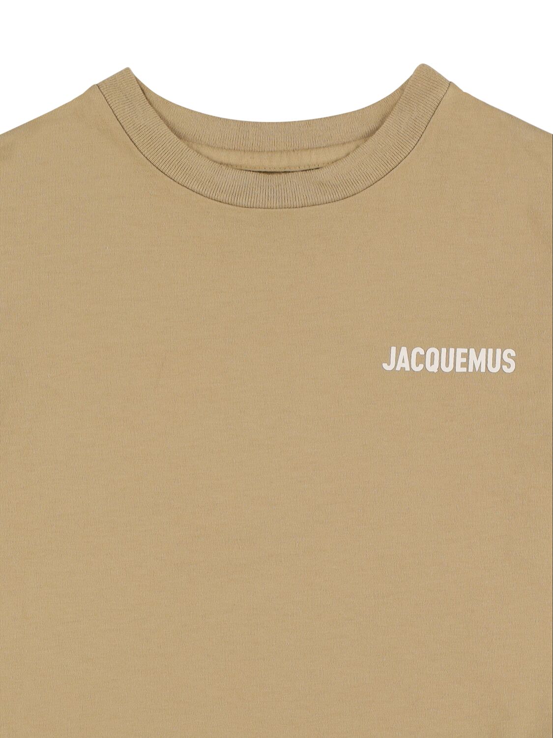 Shop Jacquemus Logo Print Cotton Jersey T-shirt In Dark Beige