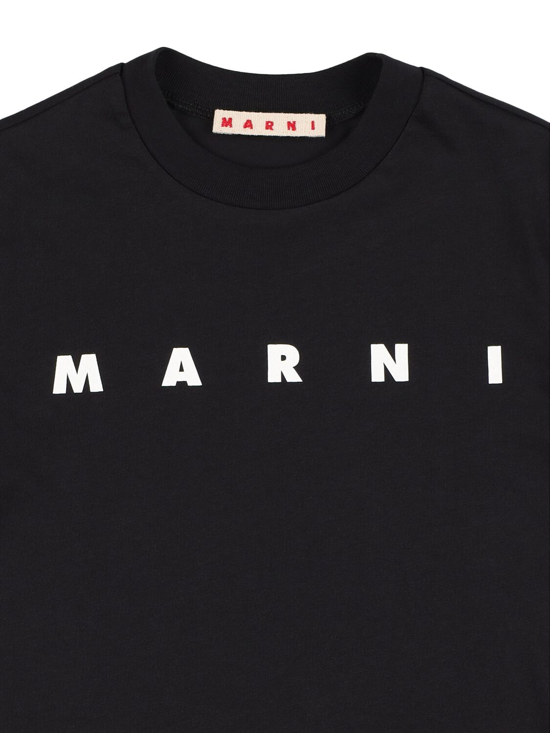 Shop Marni Junior Logo Print Cotton Jersey T-shirt In 블랙