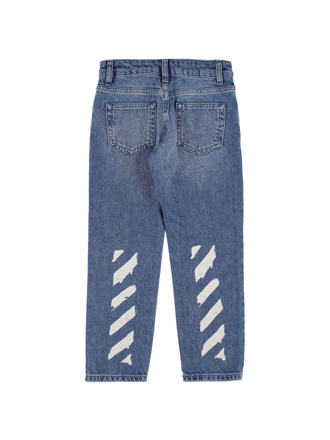 Shop Off-white Paint Graphic Denim Pants In Medium Blue